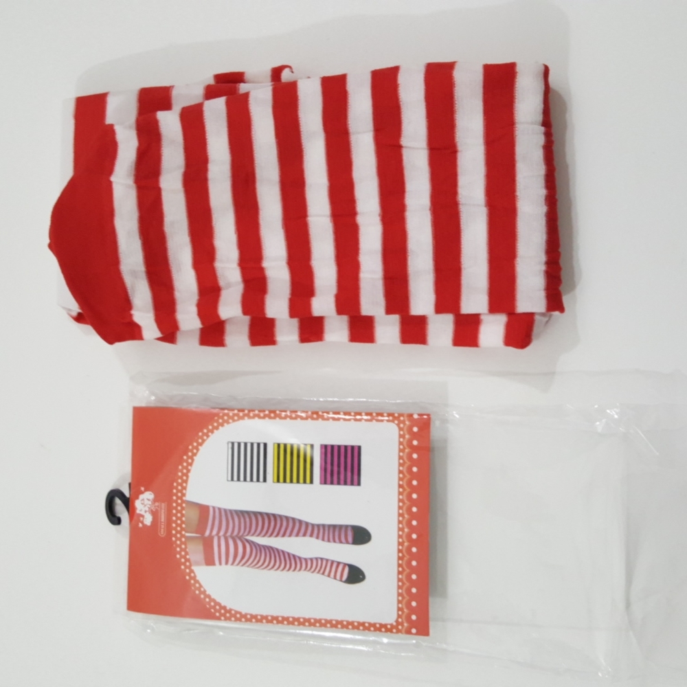 Adult Red Stripe Long above Knee Stockings